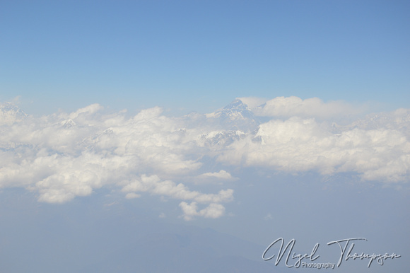 Mt Everest from a flight from Kathmandu, Nepal to Lhasa, Tibet